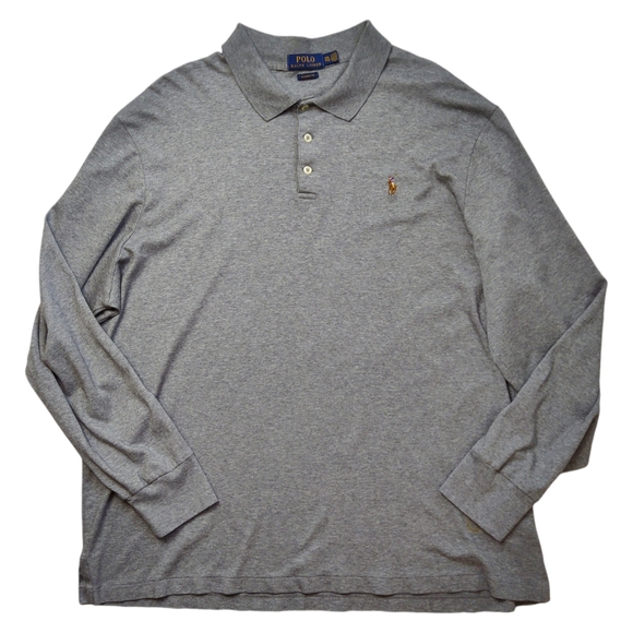 Polo Ralph Lauren Men's Size XXL‎ Gray Long Sleeve Shirt Classic Fit Polo *Spot - Picture 1 of 9